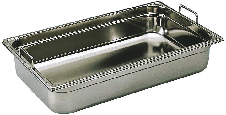 BAC GASTRONORME PLEIN INOX - AVEC ANSES FIXES - GN 2/3 PROFONDEUR 15 CM